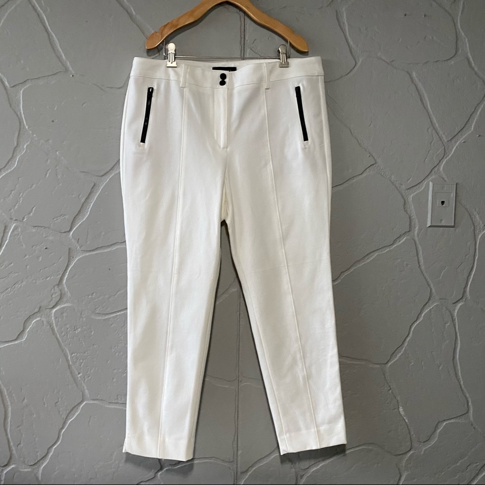 Talbots White Black Zipper Pocket Ankle Pants